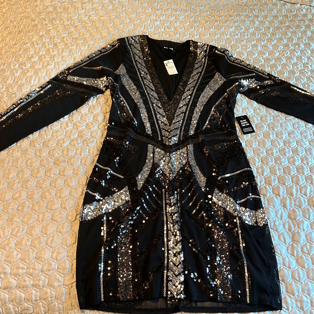 Black and silver sequin express dress never worn original price 118